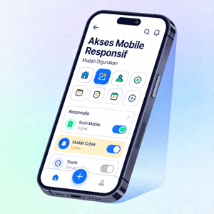 Ilustrasi perangkat smartphone yang menampilkan antarmuka akses mobile yang responsif dan mudah